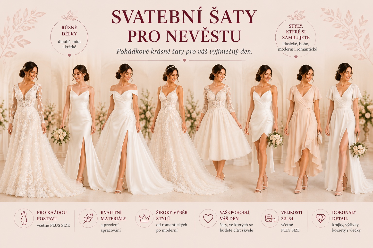Svatební šaty, šaty pro nevěsty na druhou svatbu a převlečení